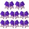 DEEKA 8PCS Large Glitter Cheer Bows Shiny 7" Cheer Hair Bows Ponytail Holder Handmade for Cheerleader Girls Softball Sports -Purple/g Gold view 1