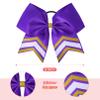 DEEKA 8PCS Large Glitter Cheer Bows Shiny 7" Cheer Hair Bows Ponytail Holder Handmade for Cheerleader Girls Softball Sports -Purple/g Gold view 2