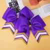 DEEKA 8PCS Large Glitter Cheer Bows Shiny 7" Cheer Hair Bows Ponytail Holder Handmade for Cheerleader Girls Softball Sports -Purple/g Gold view 4