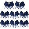 DEEKA 8PCS Large Glitter Cheer Bows Shiny 7" Cheer Hair Bows Ponytail Holder Handmade for Cheerleader Girls Softball Sports -Navy/g Silver view 1