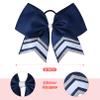 DEEKA 8PCS Large Glitter Cheer Bows Shiny 7" Cheer Hair Bows Ponytail Holder Handmade for Cheerleader Girls Softball Sports -Navy/g Silver view 2