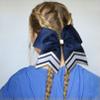 DEEKA 8PCS Large Glitter Cheer Bows Shiny 7" Cheer Hair Bows Ponytail Holder Handmade for Cheerleader Girls Softball Sports -Navy/g Silver view 4