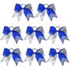 DEEKA 8PCS 8" Two Toned Large Glitter Cheer Bows Shiny Cheer Hair Bows Ponytail Holder Handmade for Cheerleader Girls Softball Sports -g Silver/RoyalBlue view 1