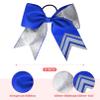 DEEKA 8PCS 8" Two Toned Large Glitter Cheer Bows Shiny Cheer Hair Bows Ponytail Holder Handmade for Cheerleader Girls Softball Sports -g Silver/RoyalBlue view 2