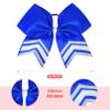 DEEKA 8PCS Large Glitter Cheer Bows Shiny 7" Cheer Hair Bows Ponytail Holder Handmade for Cheerleader Girls Softball Sports -Royal Blue/g Silver view 2