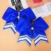 DEEKA 8PCS Large Glitter Cheer Bows Shiny 7" Cheer Hair Bows Ponytail Holder Handmade for Cheerleader Girls Softball Sports -Royal Blue/g Silver view 3