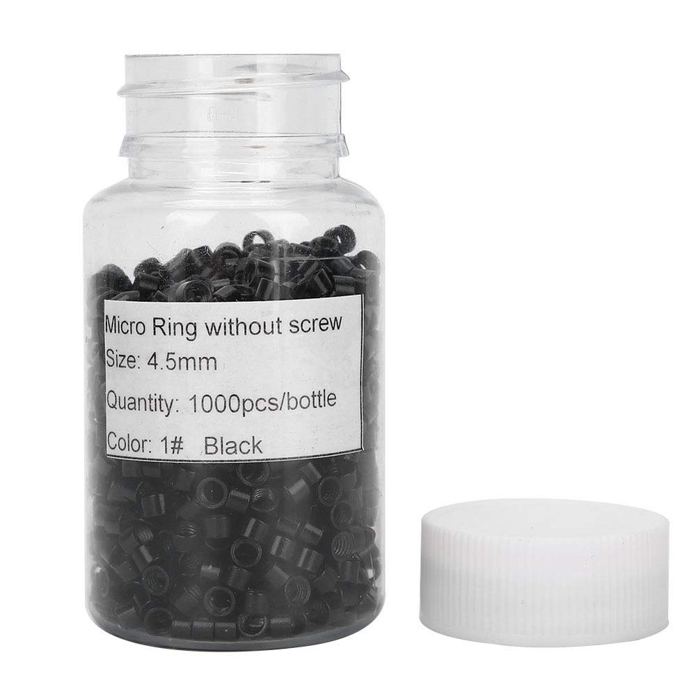 Hair Extension Beads, Hair Extension Link Beads, Hair Extentions Rings Links Beads, 1000pcs Aluminum Links Rings Beads Screw Rings Hair Extension Tool (Black)