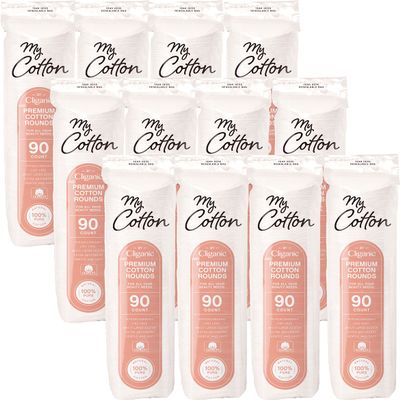 My Cotton Premium Rounds Bulk (1080 Count) | Makeup Remover Pads, Hypoallergenic, Lint-Free | 100% Pure Cotton