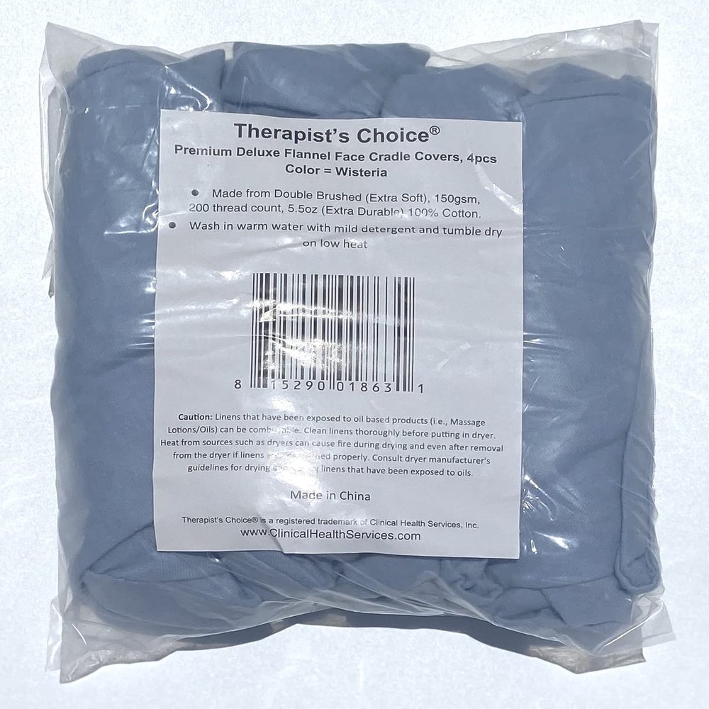 Therapists Choice Premium Flannel Face Rest Covers, for Massage Table Face Cushions, Includes 4 x Fitted Face Rest Covers (Wisteria Face Rest Covers 4pcs)
