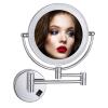 BhjKL 8 Inches Wall Mount Makeup Mirror with LED Lighted, Double-Sided Vanity Mirror, Cosmetic Mirror, 360 Swivel Bathroom Mirror Retractable Folding Arm (Brushed Nickel plugX7) view 1