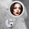 BhjKL 8 Inches Wall Mount Makeup Mirror with LED Lighted, Double-Sided Vanity Mirror, Cosmetic Mirror, 360 Swivel Bathroom Mirror Retractable Folding Arm (Brushed Nickel plugX7) view 2