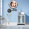 BhjKL Cosmetic Mirror Wall Mounted, LED Makeup Mirror 360 Swivel, 8 Inches Vanity Mirror, Double Sided Bathroom Mirror (Black plugX10) view 2