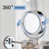 BhjKL Rechargeable Wall Mounted Lighted Cosmetic Mirror, Vanity Mirror Magnification, Makeup Mirror 360 Swivel 8.5 Inch Bathroom Mirror USB (Brushed Nickel 10X) view 4