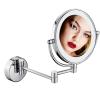 BhjKL Cosmetic Mirror Wall Mounted, LED Makeup Mirror 360 Swivel, 8 Inches Vanity Mirror, Double Sided Bathroom Mirror (Silver plugX7) view 1