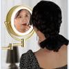 BhjKL Cosmetic Mirror Wall Mounted, LED Makeup Mirror 360 Swivel, 8 Inches Vanity Mirror, Double Sided Bathroom Mirror (Silver plugX7) view 2