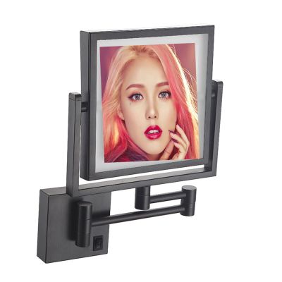 BhjKL Wall Mounted Bathroom Mirror, Makeup Mirror, 8 Inch Magnifying Vanity Mirror, Double Sided 360 Swivel Cosmetic Mirror (Black Hard Wire)
