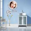 BhjKL Cosmetic Mirror Wall Mounted, LED Makeup Mirror 360 Swivel, 8 Inches Vanity Mirror, Double Sided Bathroom Mirror (Brushed Nickel plugX7) view 2