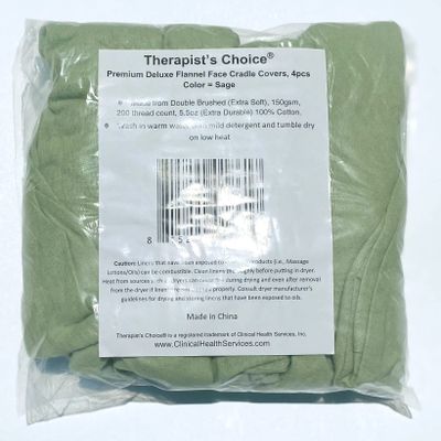 Therapists Choice Premium Flannel Face Rest Covers, for Massage Table Face Cushions, Includes 4 x Fitted Face Rest Covers (Sage Face Rest Covers 4pcs)