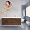 BhjKL Wall Mounted Makeup Cosmetic Mirror LED, 360 Swivel Extendable Shaving Mirror, 8 Inch Magnifying Vanity Mirror, Double Sided Bathroom Mirror (Gold Hard wireX10) view 2