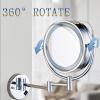 BhjKL Wall Mounted Makeup Cosmetic Mirror LED, 360 Swivel Extendable Shaving Mirror, 8 Inch Magnifying Vanity Mirror, Double Sided Bathroom Mirror (Gold Hard wireX10) view 4