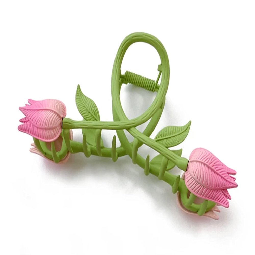 THEPADUA Tulip Flower Hair Claw, Hair Accessories for Women, Flower Hair Clamps, Flower Hair Claws for Women, Elegant and Classy Large Hair Accessories for Women, Pink