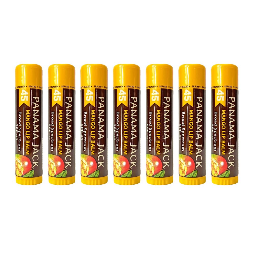 Panama Jack Sunscreen Lip Balm - SPF 45, Broad Spectrum UVA-UVB Sunscreen Protection, Prevents & Soothes Dry, Chapped Lips, Mango, 7-pack