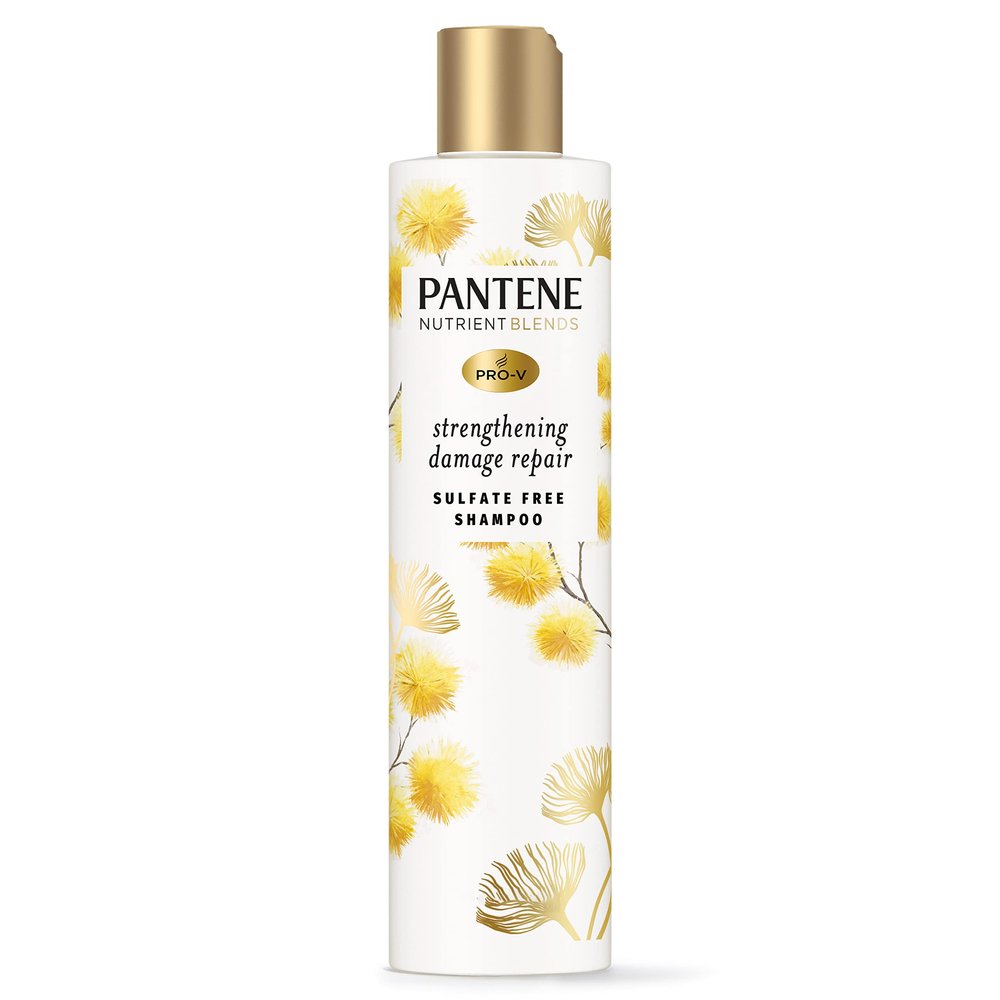 Pantene Sulfate Free Shampoo, Hair Strengthening Anti Frizz Damage Repair Shampoo with Castor Oil, Safe for Color Treated Hair, Nutrient Blends, 9.6 oz