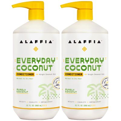 Alaffia Everyday Coconut Conditioner 2-Pack  Moisturizing Coconut Oil & Ginger Extract, Normal to Dry Hair, Curly Styles, 32 Oz Ea