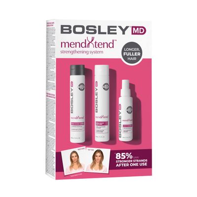 BosleyMD MendXtend Hair Strengthening System Kit Shampoo, Conditioner & Leave-In Treatment with Biotin, DHT Blockers & Tri-Bond Technology Anti-Breakage, Thickening & Hair Growth Support