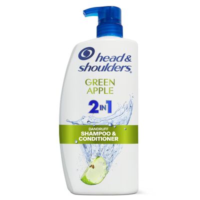Head and Shoulders 2 in 1 Dandruff Shampoo and Conditioner, Anti-Dandruff Treatment, Green Apple for Daily Use, Paraben Free, 28.2 oz
