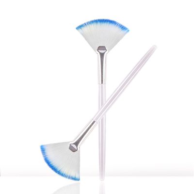 Soft 'N Style Taklon Fan Mask Brush Acid Applicator for Glycolic Peel/Masques (2, white/blue)
