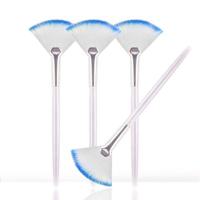 Soft 'N Style Taklon Fan Mask Brush Acid Applicator for Glycolic Peel/Masques (4, white/blue)