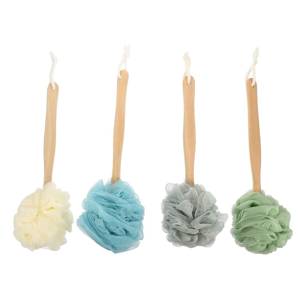 minkissy 4pcs Handle Bath Scrubber Nylon Exfoliating Shower Brush for Comfortable Grip Bath Accessories for Skin Cleansing and Relaxation