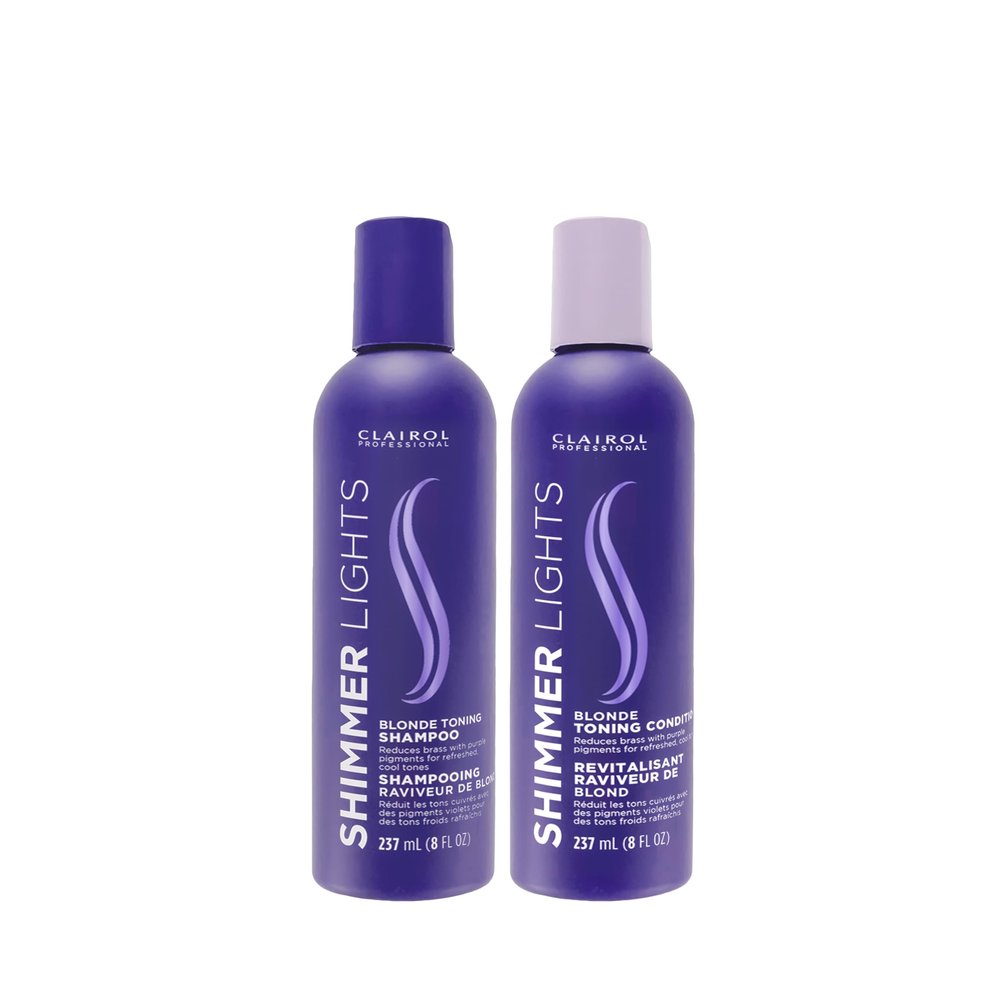 Clairol Professional Shimmer Lights Shampoo & Conditioner for Neutralizing Brassy Tones with Refreshing Blonde Hair Results, 8 fl oz, BUNDLE*
