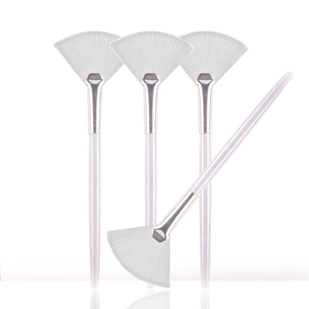 Soft 'N Style Taklon Fan Mask Brush Acid Applicator for Glycolic Peel/Masques (4, white)