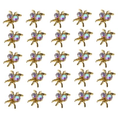 Nail Art Spider Charm Nails Charms Spider Nail Charms 100 Pcs 3D Spider Nail Art Rhinestone Nail Jewelry for Halloween DIY Craft Decoration Golden 3d Nail Charms