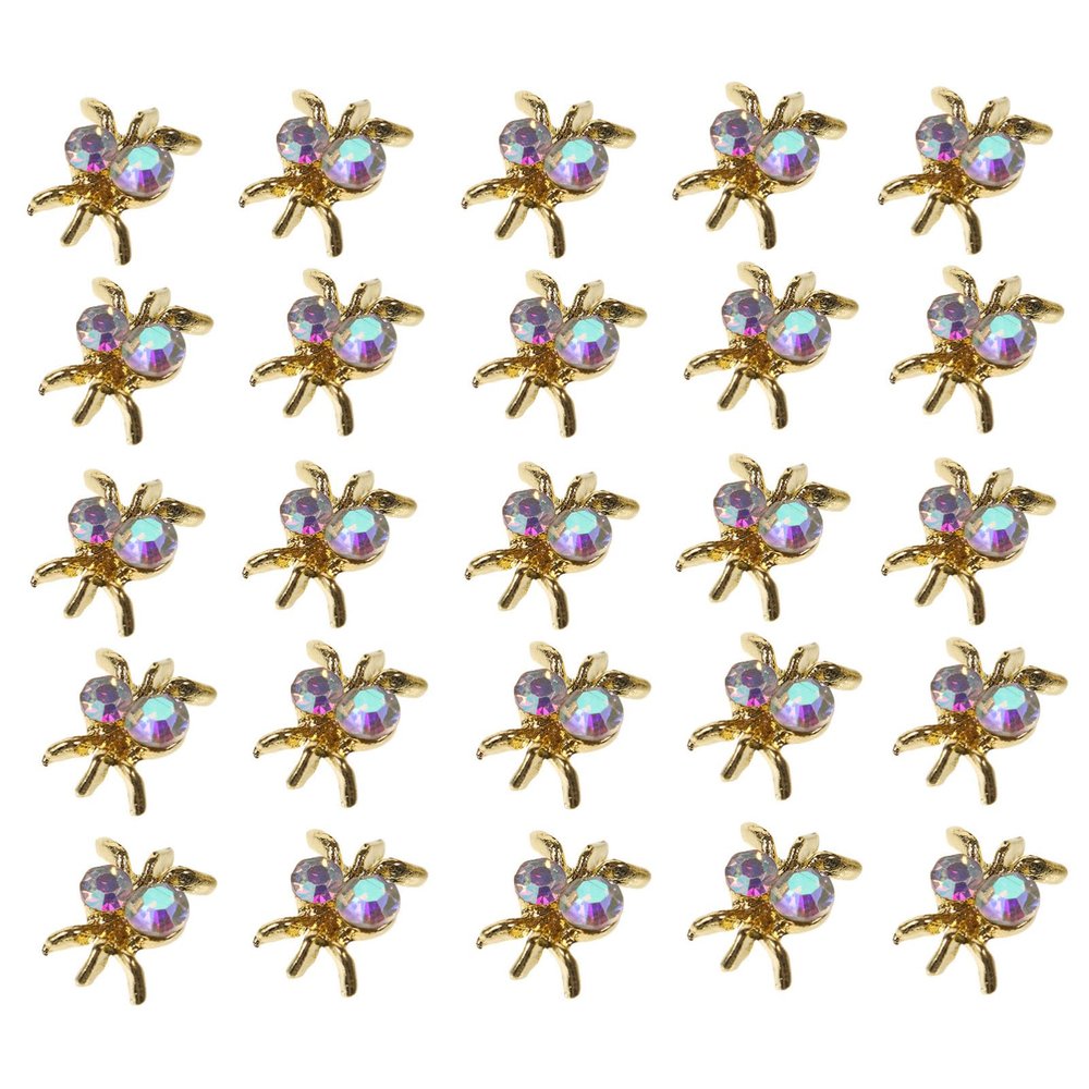 Nail Art Spider Charm Nails Charms Spider Nail Charms 100 Pcs 3D Spider Nail Art Rhinestone Nail Jewelry for Halloween DIY Craft Decoration Golden 3d Nail Charms