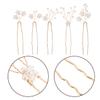LALAFINA Pearl Flower Hair Pins 5Pcs Bridal Hair Accessories U-Shaped Pins for Wedding Banquets Parties Elegant Headdress for Brides and Bridesmaids view 3