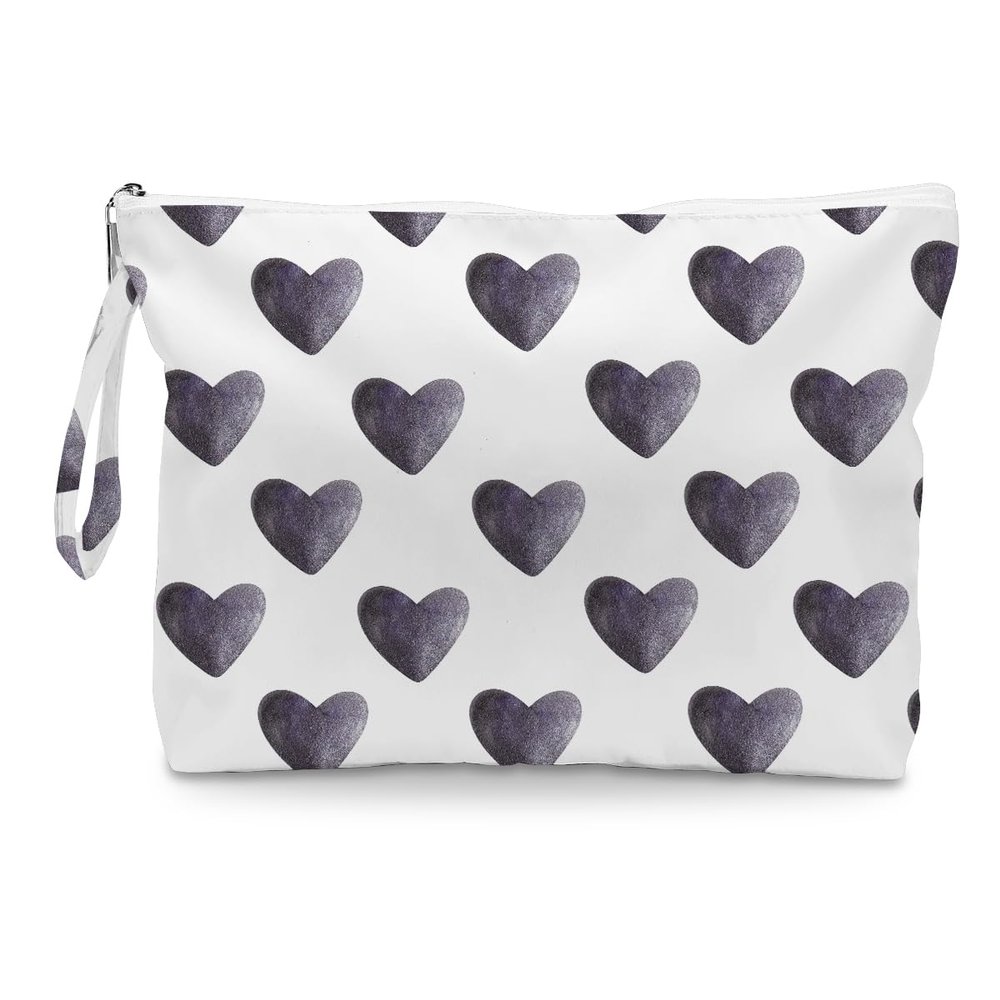 Fokongna Heart Wet Bag, For Swimsuit Travel Makeup Wet Bags for Trave Waterproof Large Capacity for Women Girls Mom Sister Friends Boho Heart Gifts Black