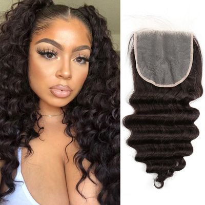 Sent Hair Remy Human Hair 5x5 Lace Closure with Baby Hair Loose Deep Wave Unprocessed Virgin Human Hair Free Part Natural Color 14 inch