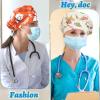 6 Pcs Christmas Bouffant Scrub Cap with Buttons Adjustable Working Hats Surgical Cap with Sweatband for Women Men view 3