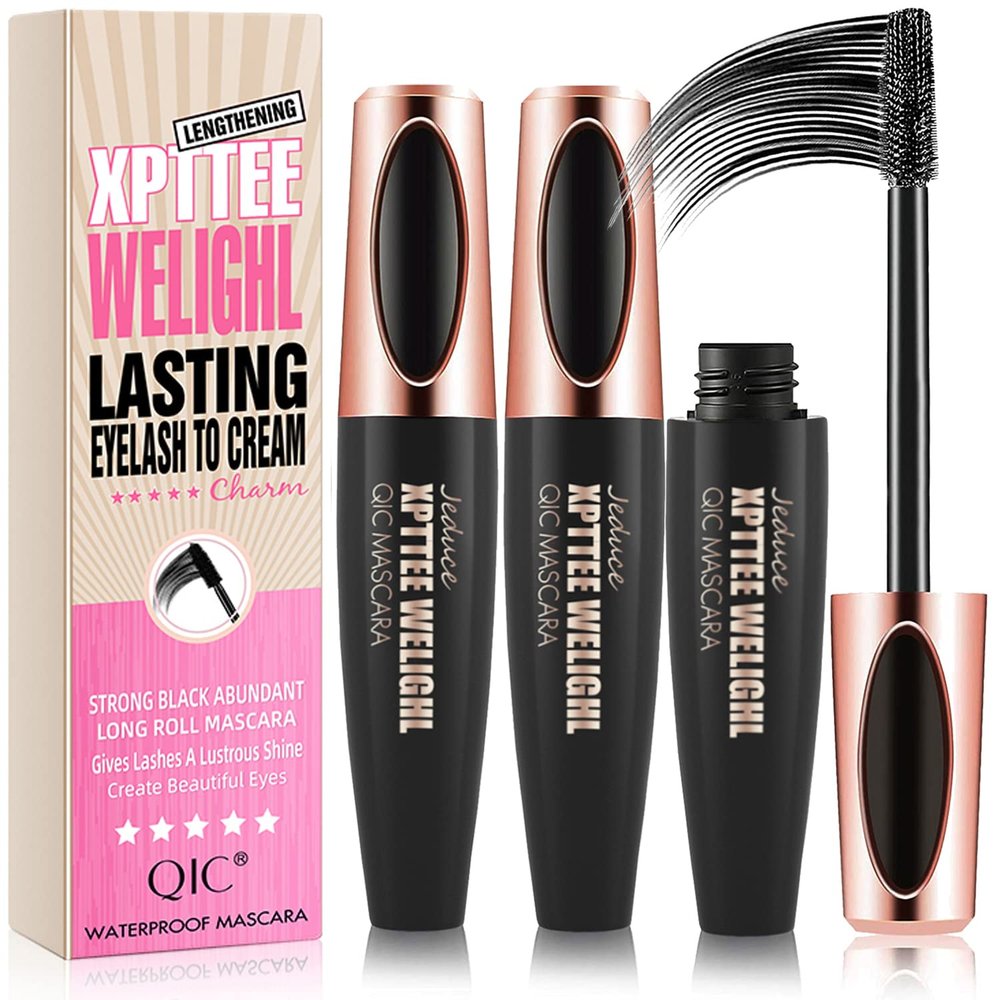 4D Silk Fiber Lash Mascara Extension - Voluminous, Waterproof & Smudge-Proof, Long-Lasting No Flaking, Natural No Clumping, All Day Exquisitely Full (2 Packs)