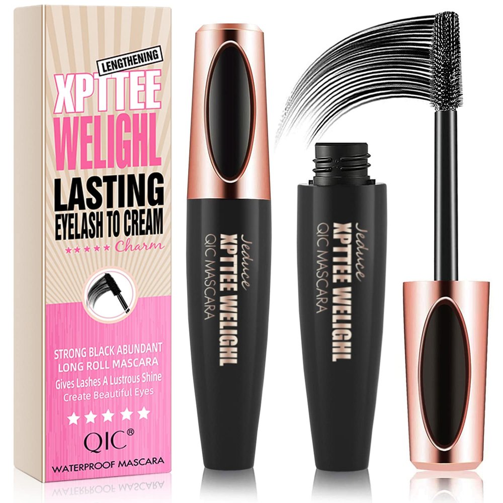 4D Silk Fiber Lash Mascara Extension - Voluminous, Waterproof & Smudge-Proof, Long-Lasting No Flaking, Natural No Clumping, All Day Exquisitely Full (1 Pack)