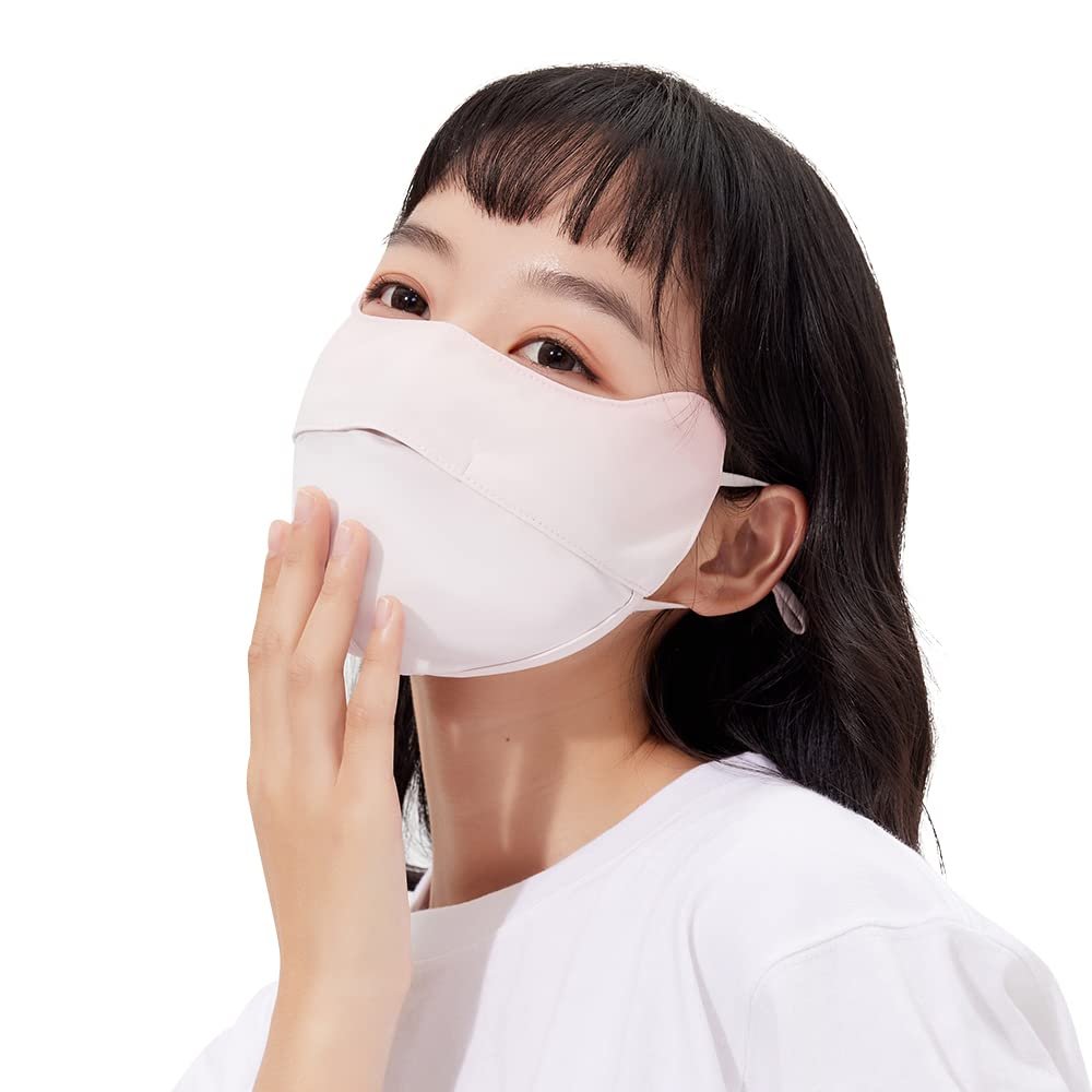 OHRAIN Blush Breathable Face Covering, Anti-UV UPF 50+ Reusable Mask, Eye Protection Sunscreen Washable Sports Face Cover for Women Light Pink