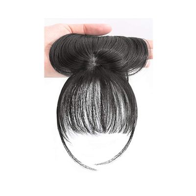 3D Air Bangs Wig Invisible Clip In Top Hair Bangs Female Natural Seamless Synthetic Hairpiece Head Top Replacement Cover Fake Bangs(dark brown)
