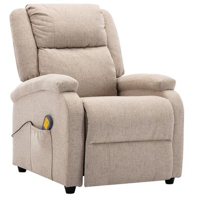 YITHOPI TV Chair Relaxing Chair with Massage Function Electric Massage Recliner Cream Fabric,Ergonomic Lounge Holder/Side Pockets/Remote Control for Living Room