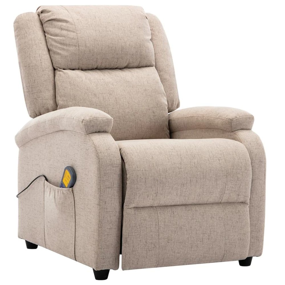 YITHOPI TV Chair Relaxing Chair with Massage Function Electric Massage Recliner Cream Fabric,Ergonomic Lounge Holder/Side Pockets/Remote Control for Living Room