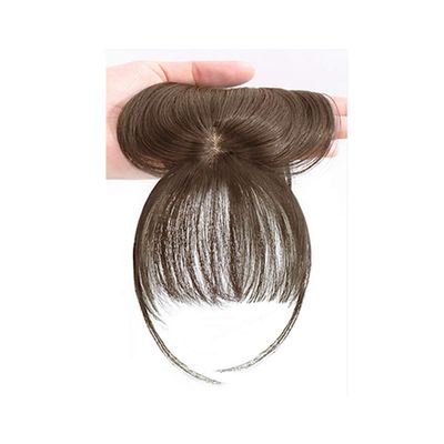 3D Air Bangs Wig Invisible Clip In Top Hair Bangs Female Natural Seamless Synthetic Hairpiece Head Top Replacement Cover Fake Bangs(light brown)