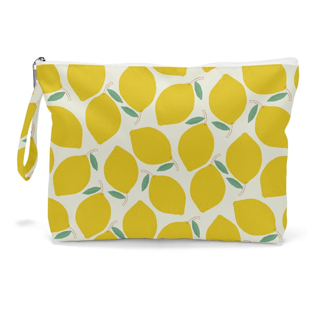 Fokongna Wet Bag For Swimsuit, Travel Makeup Bag Waterproof Large Capacity for Women Girls Mom Sister Friends lemon Pattern Gifts