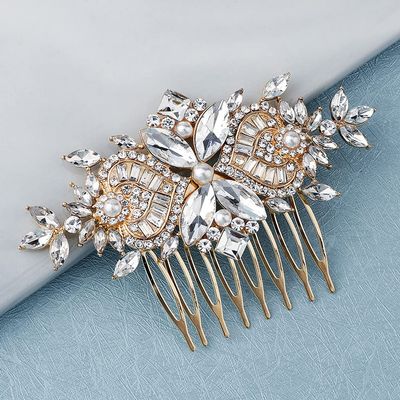 Missgrace Bride Wedding Prom Side Hair Comb Crystal Rhinestones Flower Hair Comb Clips Bridal Hair Accessories Hair Piece for Women